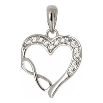 Přívěsek Stříbrný přívěšek srdíčko s nekonečnem se zirkony STRZ1147F