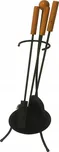 Krbové nářadí MAT Group krb. v.67cm, ČERNÁ ocel/dřevo, sada 3 ks se stojanem