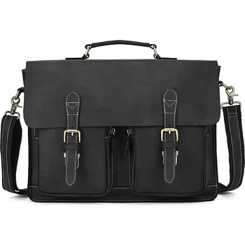 Veľká kožená aktovka 42cm business taška na notebook Barva (Varianta): Černá