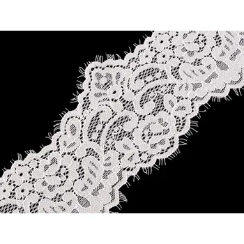 Krajka Francouzská elastická krajka šíře 90 mm, barva 1 Off White