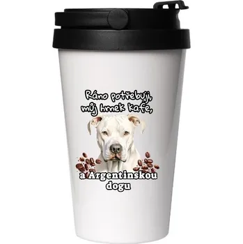 Cestovní nerezový hrnek s potiskem Kafe Argentinská doga