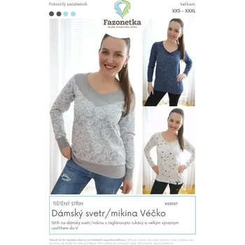 Galanterie Tištěný střih Fazonetka na dámský svetr/mikina Véčko vel. XXS-XXXL FA017