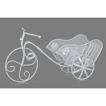 Zahradní dekorace Prodex Import Kovový stojan na květiny kolo bílý