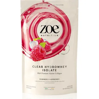 Protein ZOE Clear Hydrowhey Isolate syrovátkový izolát s kolagenem příchuť Summer Raspberry 454 g