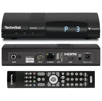 TechniSat Digipal T2/C DVR antracit přední zadní strana + ovladač