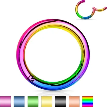 Piercing Piercingate Kruh - segment PKR00120 - Barva/Motiv: Duhová, Průměr kroužku: 10 mm, Průměr tyčky: 1,2 mm