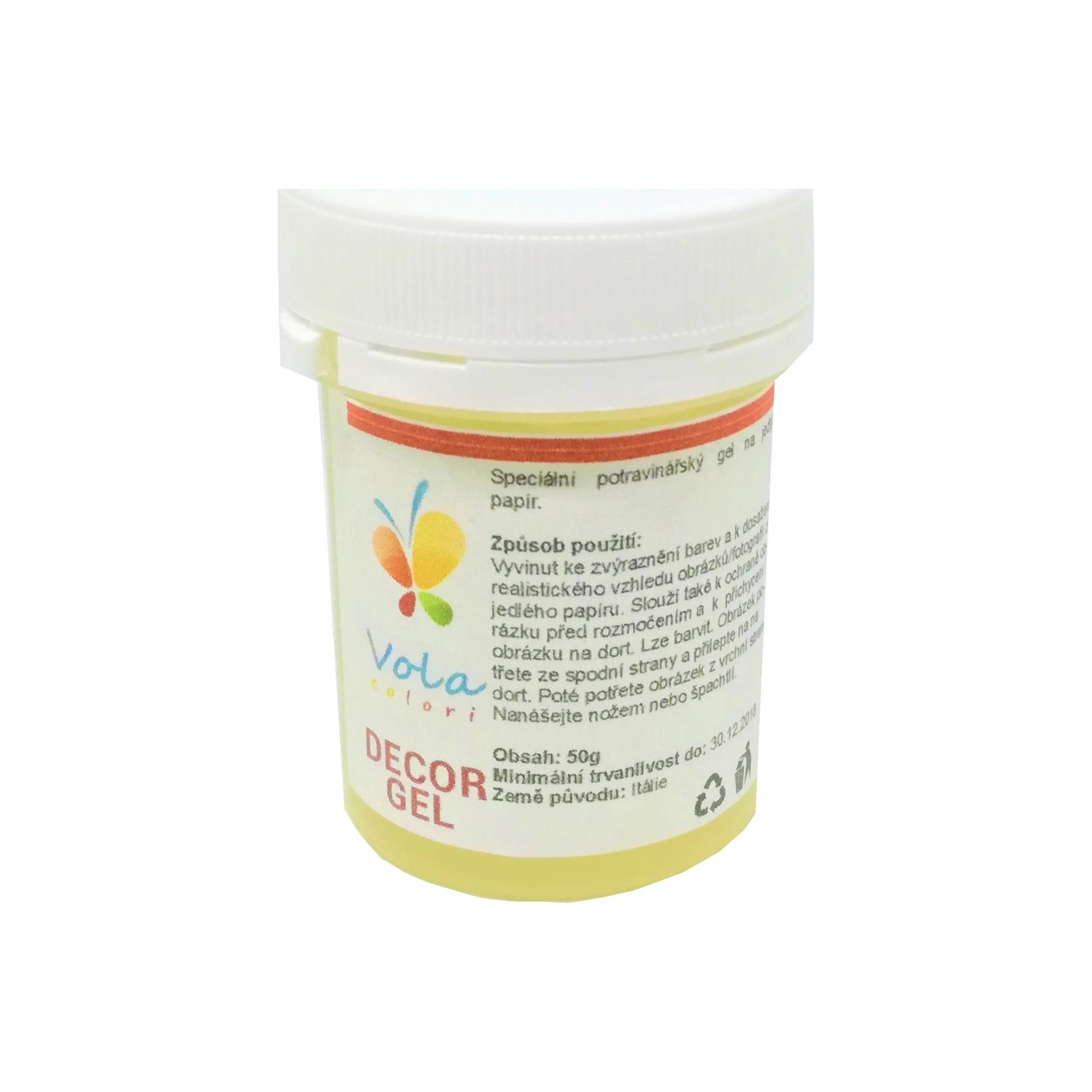 Fotografie 1 - Jedlá dekorace na dort Vola Colori Decor gel na jedlý papír 50 g