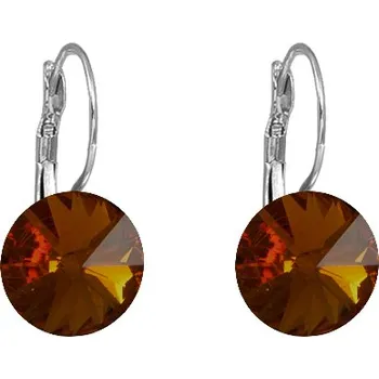 Náušnice Náušnice hnědé Rivoli se Swarovski Elements visací Smoked Topaz 12 mm