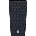 Prosperplast Květináč ratanový s vložkou vysoký Rato square - 17x17 cm objem 7,2 L - barva antracit