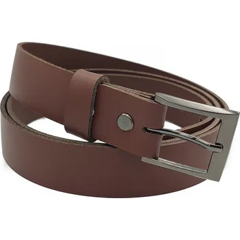 Opasek opaskujse Kožený opasek, kůže hnědá, spona hranatá leštěná, kovová Délka opasku: 60 cm