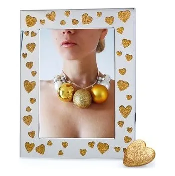 Rám na obraz Kovový svatební fotorámeček 13x18 L´AMOUR gold kph