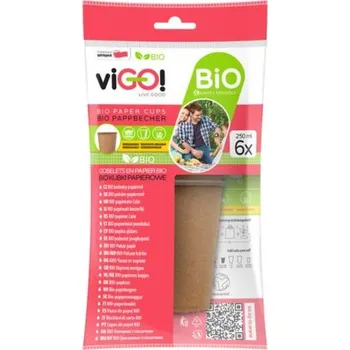 viGO! ViGo! BIO Papírový kelímek 250 ml, hnědý, 6 ks