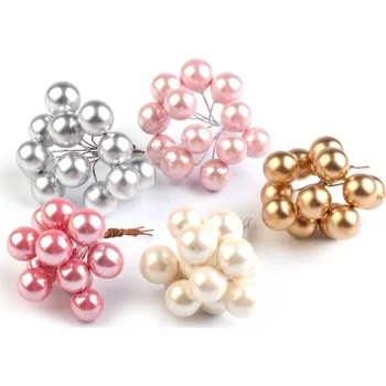 Dekorace - kuličky s glitry a drátkem 10 mm Barva: sv. růžová