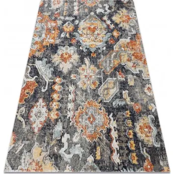 Koberec Makro Abra Moderní kusový koberec MUNDO E0671 outdoor vintage černý žlutý Rozměr: 120x170 cm