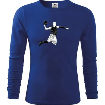 Chlapecké tričko Basketbalista ve výskoku - Triko dětské Long Sleeve - 158 cm/12 let ( Královská modrá )