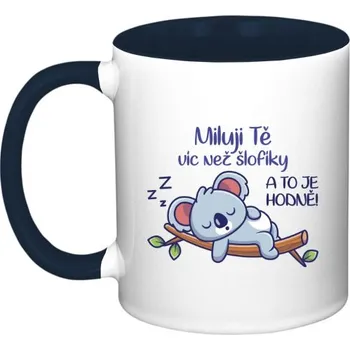 Hrnek malý barevný s potiskem Miluji tě víc, než šlofíky