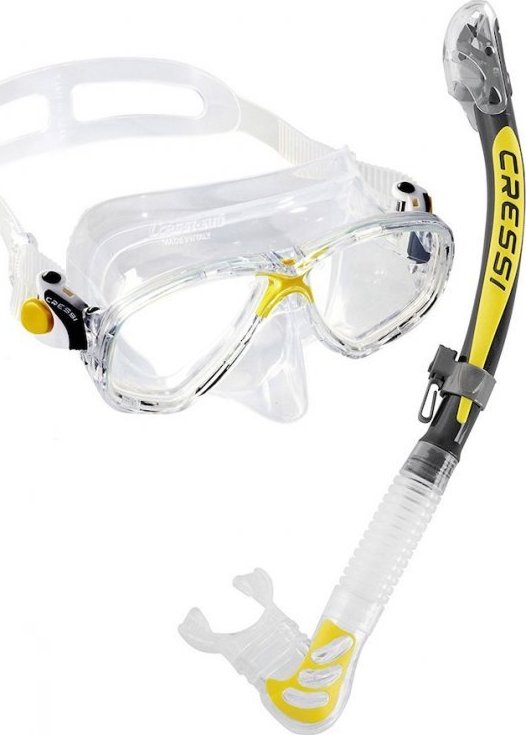 Šnorchlovací set Cressi Marea a Alpha Ultra Dry žlutý