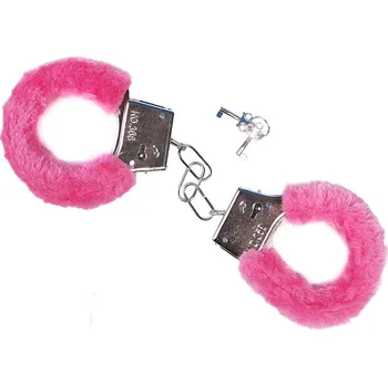 PartyDeco Pouta s růžovým kožíškem Žertovný předmět PartyDeco Pouta s růžovým kožíškem