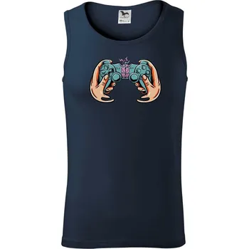 Gamer - mozek v gamepadu - Tílko pánské Core - S ( Námořní modrá (velmi tmavá - téměř černá) )