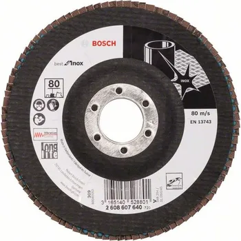 Brusný kotouč BOSCH Best for Inox Lamelový brusný kotouč X581, 125x22,23 mm, 80, 2608607640 free_store_pickup