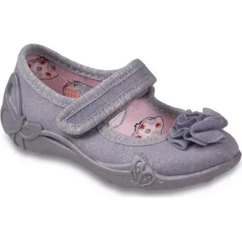 Dívčí baleríny Balerínky bačkůrky botičky Befado Papi 332P033 stříbrné s růžičkou velikost: 24