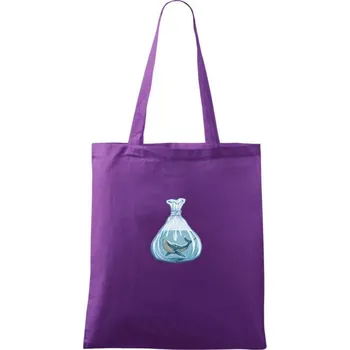 Nákupní taška Velryba v pytlíku - Taška bavlněná - 42 x 38 cm ( Fialová )