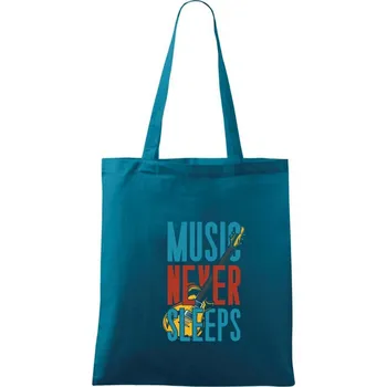 Music Never Sleeps - Taška bavlněná - 42 x 38 cm ( Petrolejová )
