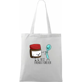 BFF nugeta a lžička - Taška bavlněná - 42 x 38 cm ( Bílá )