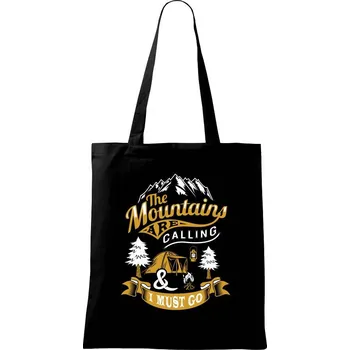 Nákupní taška The Mountains are Calling Camping - Taška bavlněná - 42 x 38 cm ( Černá )