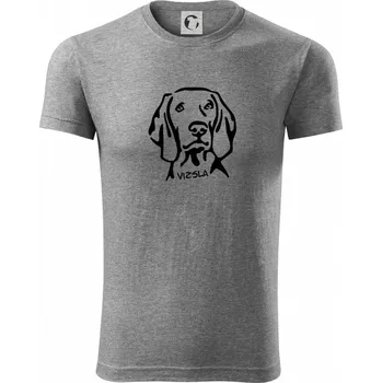 Pánské tričko Vizsla Hlava - Viper FIT - Pánské zůžené tričko - L ( Tmavě šedý melír )