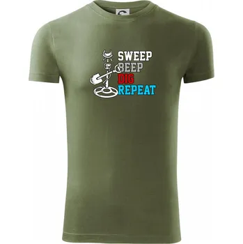Pánské oblečení Sweep Beep Dig Repeat - Viper FIT - Pánské zůžené tričko - L ( Army )
