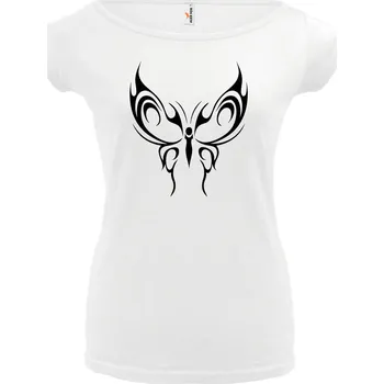 Dámské tričko MOTÝL (bílé, černý potisk) dámské velikost L (Dámské tričko s potiskem)