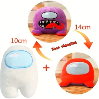 plyšák Plyšová hračka s motivem Among Us (set 2 ks) Varianta: 10 cm bílá, 14 cm červená + fialová