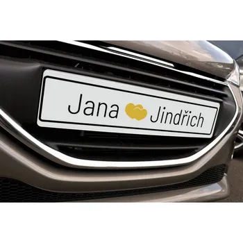 Svatební dekorace Svatební SPZ zlatá srdíčka