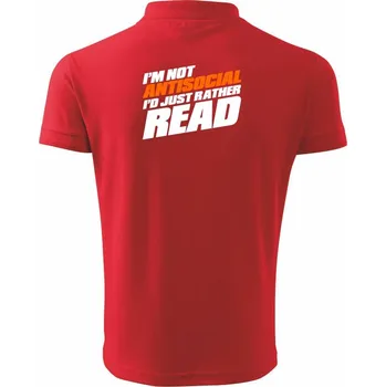 Pánská košile I'm not antisocial i'd just rather read - Polokošile pánská Pique Polo 203 - 3XL ( Červená )