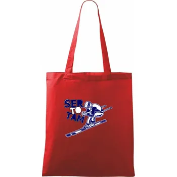 Nákupní taška Lyžař ser to tam - Taška bavlněná - 42 x 38 cm ( Červená )