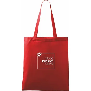 Nákupní taška Mladá, krásná, naivní ve čtverci - Taška bavlněná - 42 x 38 cm ( Červená )