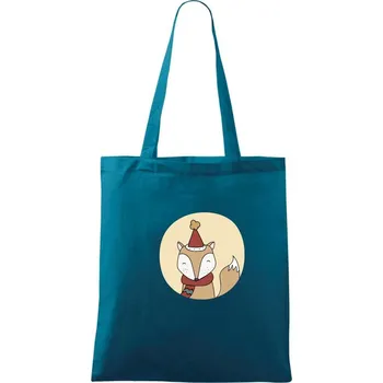 Vánoční liška v kolečku - Taška bavlněná - 42 x 38 cm ( Petrolejová )