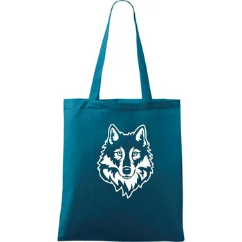 Hlava vlka černobílá (Hana-creative) - Taška bavlněná - 42 x 38 cm ( Petrolejová )