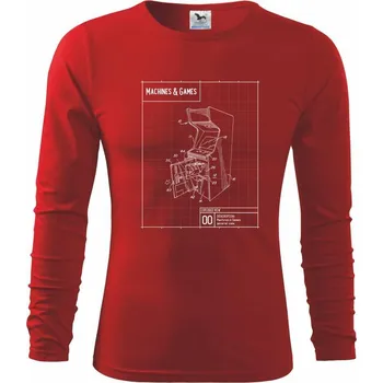 Chlapecké tričko Nákres herní automat otevřený - Triko dětské Long Sleeve - 122 cm/6 let ( Červená )