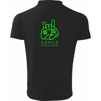 Pánská košile Hardcore gamer - ruka - zelená - Polokošile pánská Pique Polo 203 - XL ( Černá )