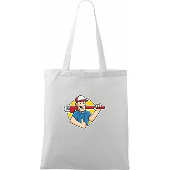 Nákupní taška Instalatér kreslený - Taška bavlněná - 42 x 38 cm ( Bílá )