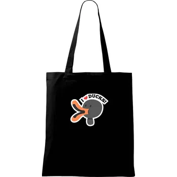 Nákupní taška I love ducks - kreslený - Taška bavlněná - 42 x 38 cm ( Černá )