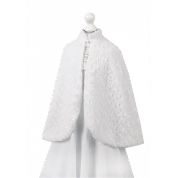 Dívčí šaty Dívčí pelerina bílá kožešinka růžičky MK24