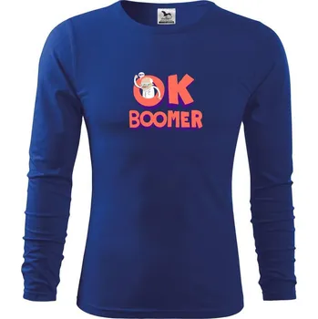 Chlapecké tričko Ok boomer děda - Triko dětské Long Sleeve - 122 cm/6 let ( Královská modrá )