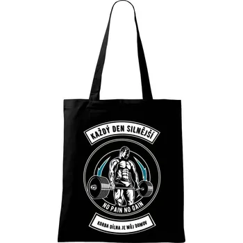 Nákupní taška Každý den silnější - Taška bavlněná - 42 x 38 cm ( Černá )