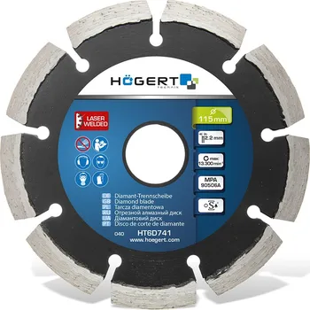 Řezný kotouč Nebrusný diamantový kotouč pro beton a asfalt HOGERT Průměr kotouče (mm): 115, Tloušťka kotouče (mm): 2,2