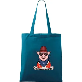 Napoleon domácí prase - Taška bavlněná - 42 x 38 cm ( Petrolejová )