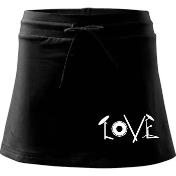 Dámské oblečení Love bubeník nápis - Sportovní sukně - two in one - S ( Černá )