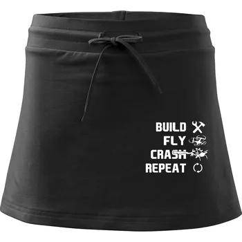 Dámské oblečení Dron Build fly crash repeat - Sportovní sukně - two in one - XS ( Černá )